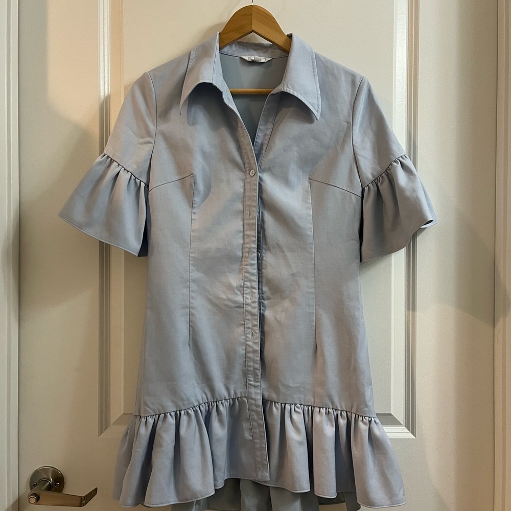 Light Blue Ruffle Hem Dress